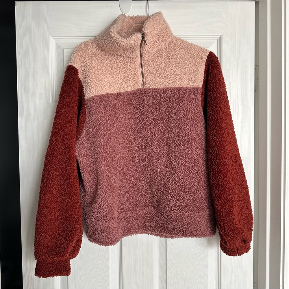 Universal Threads Color Block Sherpa Quarter Zip … - image 1